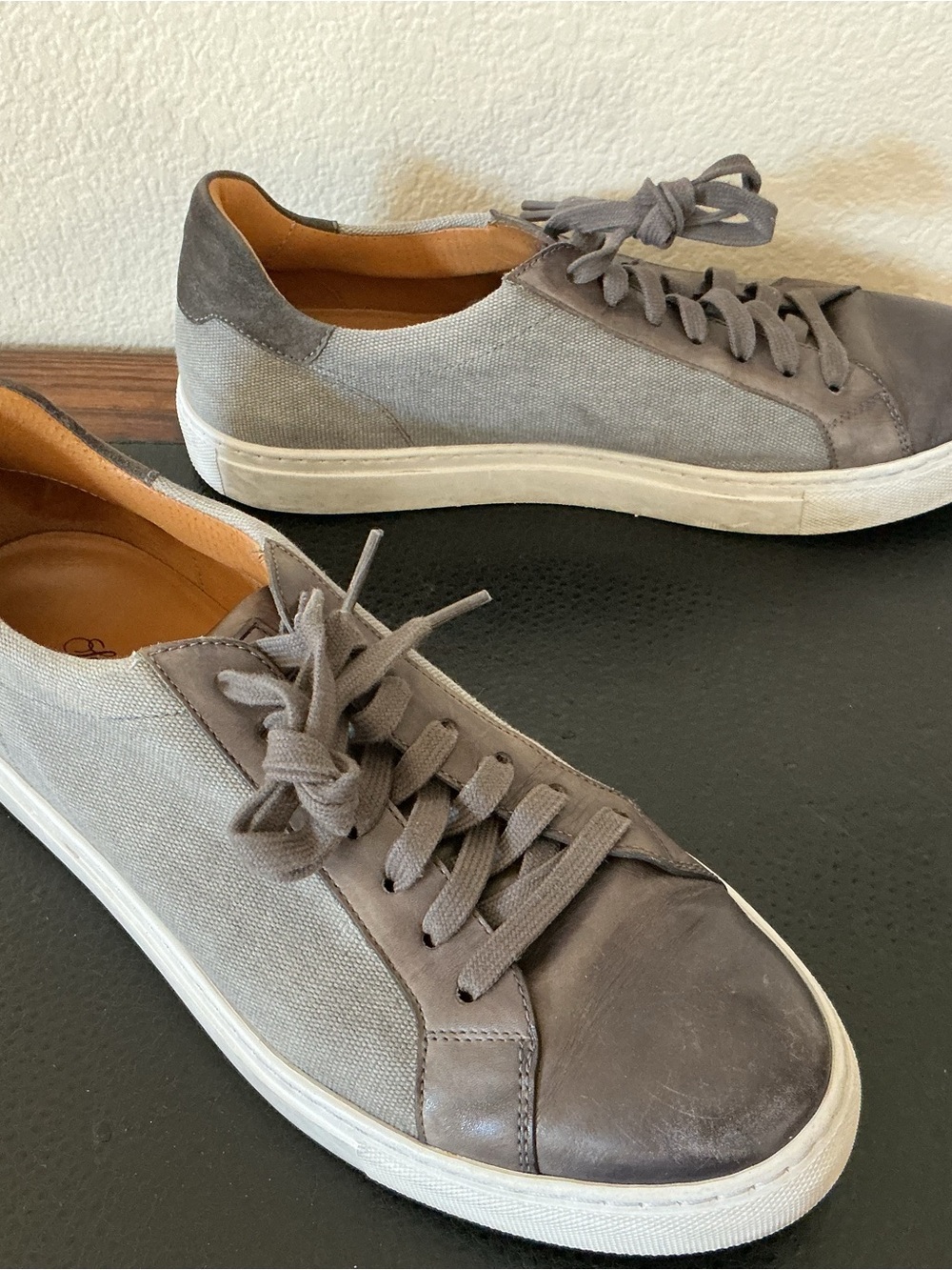 Magnanni X Saks Fifth Men Gray Canvas Leather Low Sneaker Size 9